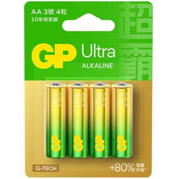 GP 超霸 Ultra 鹼性電池 AA  3號 4入