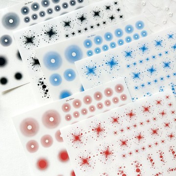 C47 黑+紅+藍圓裝飾透明貼紙3款