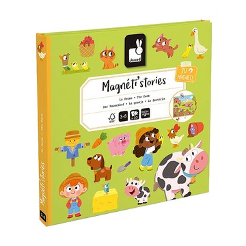 Janod 磁鐵故事書 農場家族 30枚造型磁鐵  1本