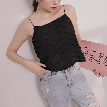 立體紋路細肩背心-黑【KY19170】