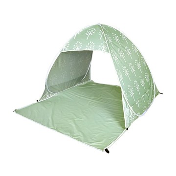 OUTSY 秒開免搭建雙人野餐沙灘帳篷 綠白小樹 塗銀抗紫外線 UPF50+ 150T聚酯纖維  155 x 138 x 106cm