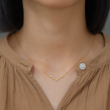 鑽石18K曲線項錬 羅馬式風格