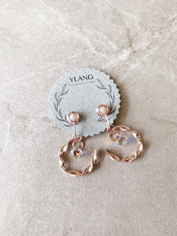 YLANG【月牙】弦月造型耳環Swarovski水晶/藝術銅線