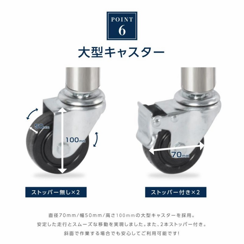 厨房用品　ステンレス調理台 作業台　(大型キャスター付き) 日本製 ステンレス 作業台 キャスター付き 調理台 W700mm×H800
