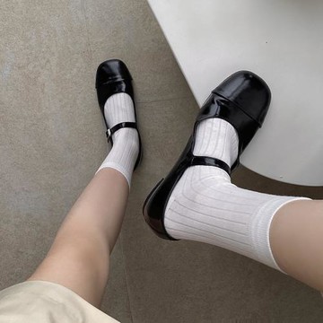 ins春夏網紅薄棉純色打底襪女中筒襪黑白色基礎款小腿襪及膝襪潮