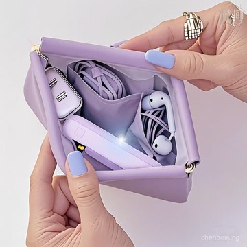 限時秒殺⚡化妝品收納袋口紅收納包自動閉閤彈片耳機數據綫雜物內膽便攜小包 LCDJ