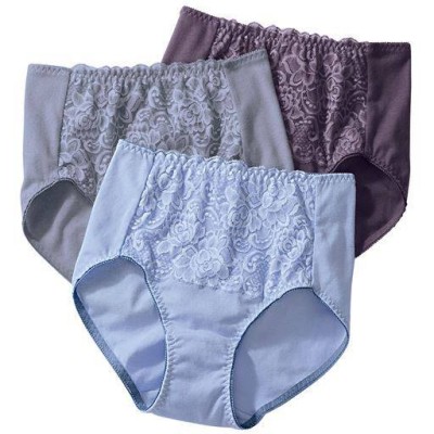 Women's Bali DFDBB3 Double Support Brief Panty - 3 Pack (Pink/Blue/Lilac  10) 