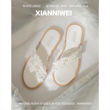 平底沙灘拖鞋女外穿2025年夏季新款網紅百搭粗跟懶人一字涼拖鞋女