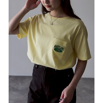 ［SUMI選物］ 日系 短袖上衣 刺繡上衣 日系 淺黃 短袖T恤 側口袋復古刺繡短袖上衣 寬鬆上衣 五分袖