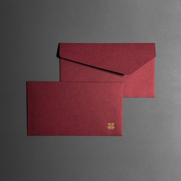 喜帖設計信封【棗紅】囍字燙霧金