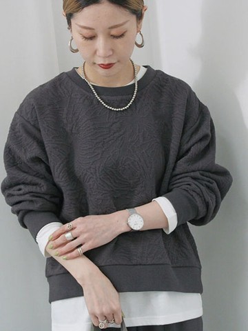 浪漫緹花圓領長袖上衣(0F000516510) - Samansa Mos2 blue