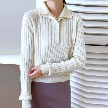 正韓女上衣 盧卡長袖毛衣SOM1059-創翊韓都