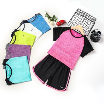 GILE女童運動套裝夏季兒童速干衣短袖女孩運動服訓練服跑步裝