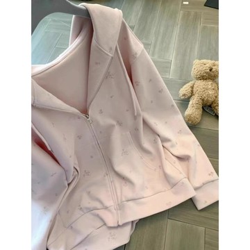 已售9642件💖REOY 拉鏈外套 甜美 粉色外套 女生衣服 早秋外套 薄外套 開衫 拉鏈衛衣 百搭 小碎花 外套 衛