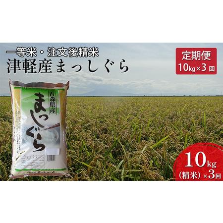 ふるさと納税 一等米 津軽産まっしぐら10kg（精米）×3回　 青森県鶴田町