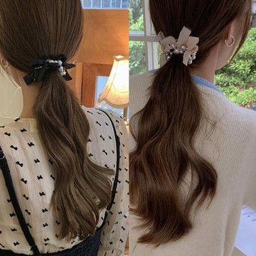 【Emi艾迷】韓系 溫柔綁帶蝴蝶結珍珠髮圈