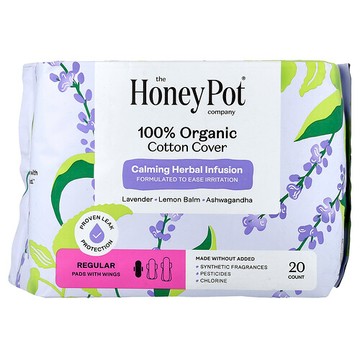 The Honey Pot Company, 有機舒緩草本浸劑，護翼護墊，常規，20 片