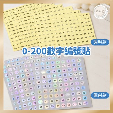 0-200防水甲油膠數字編號貼 透明/鐳射｜圓形標籤貼 編號標籤 數字貼 圓形雷射標貼 編碼標籤 美甲編號貼 美甲工具