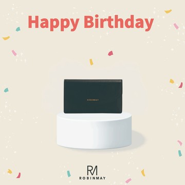 生日快樂🎂｜你今年「包」準發財❗️｜8月壽星好禮【ROBINMAY】漫夜真皮零錢卡包(黑色)