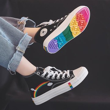 34碼帆布鞋女鞋高幫初中學生女孩秋款大童板鞋冬季加絨小學生鞋子