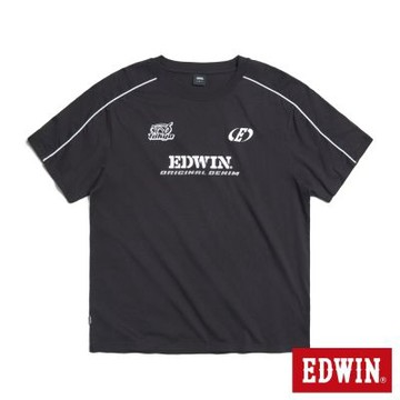EDWIN 男裝 競速風格短袖T恤-黑色