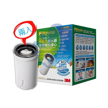 【3M】AC300中空絲膜龍頭式淨水器專用替換濾心AC300-F【超值兩入組】【日本製中空絲膜｜除氯、除鉛｜簡易DIY】
