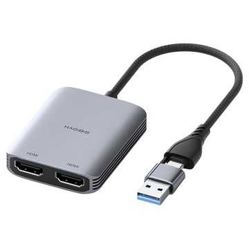 HAGiBiS 海備思 MST雙螢幕異顯轉接器 鋁合金USB/Type-C雙接頭 兼容蘋果M1/M2/M3芯片  HD10  1個
