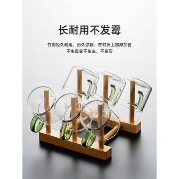 家用玻璃水杯套裝客廳待客綠茶泡茶杯彩色帶把手耐高溫可加熱杯子