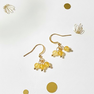情人節 生日禮物 初戀檸檬 天然石勾式耳環  手作 天然寶石