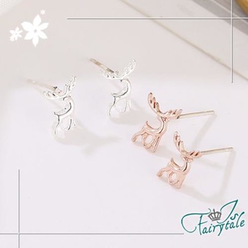 【伊飾童話】迷你馴鹿＊銅電鍍貼耳式耳環/2色可選
