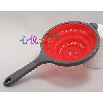 德國硅膠折疊把手漏眼果籃-矽膠果蔬瀝水洗菜筐23cmLeakage Bowl