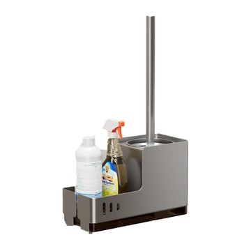 超級工廠 馬桶刷 升級旗艦款 無痕貼片款 灰色 免打孔安裝 附帶收納空間 保持浴室整潔  1個