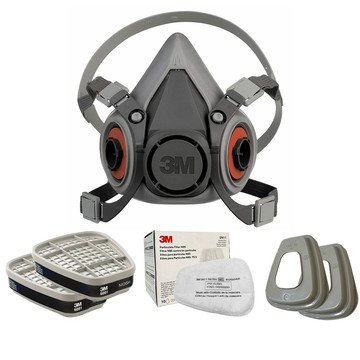 3M 6200防毒面具X有機濾罐套組(6001有機氣體濾毒罐+5N11過濾棉+濾蓋)