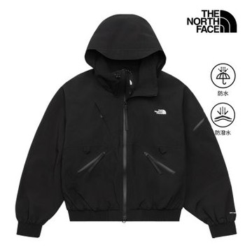 【The North Face 官方旗艦】北面UE女款黑色DRYVENT防水可拆連帽衝鋒衣｜8HWCJK3