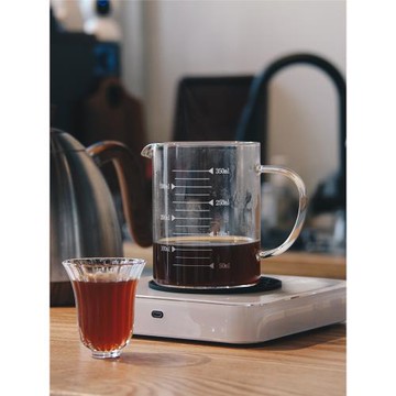 帶刻度手沖咖啡分享壺 美式滴濾咖啡壺 350ml 高硼硅玻璃咖啡杯