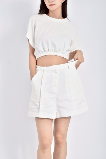 (L) rxvendi高腰素面白色短褲