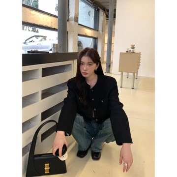 Halo Luu法式名媛黑色小香風外套女早秋2025新款氣質高級短款上衣