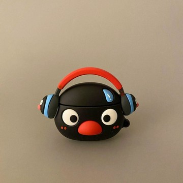 【小悅居】聽音樂黑色企鵝蘋果airpods4藍牙耳機保護套1/2代防摔軟殼pro3代網紅同款、熱門單品 人氣好物