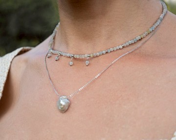 綠柱石項鍊，925銀，雙魚座水晶，天秤座項鍊，金牛座誕生石