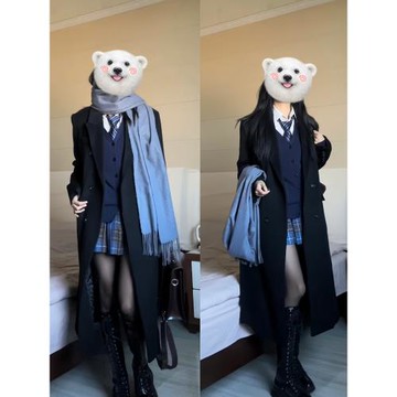 黑色呢子大衣女2024秋冬新款毛呢外套高級感冬天小個子韓系中長款