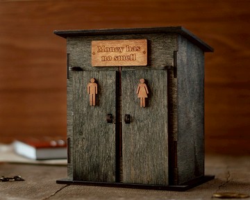 帶兩把鎖的個性化木製存錢罐 廁所存錢罐 成人禮物