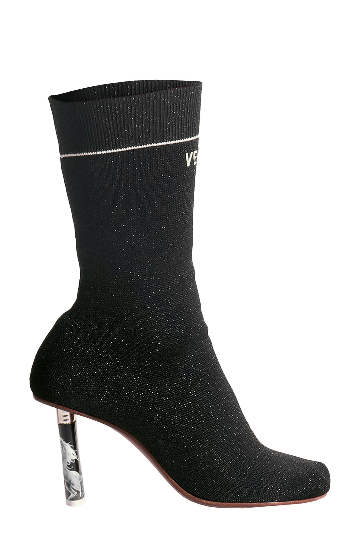 VETEMENTS High Heels Ankle Boots In Black Synthetic Fibers