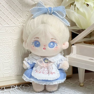 臺灣出貨 10cm娃衣 20cm娃衣 棉花娃娃衣服 可愛兔兔女僕套裝公仔 髮夾泡泡袖連衣裙 娃娃配飾 娃娃配件