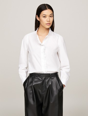 荷葉邊小高領標準版型襯衫