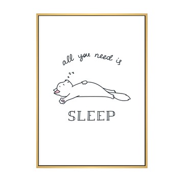 菠蘿選畫所 貓的murmur • 睡覺 可愛貓咪裝飾畫  42 x 59.4cm  木色