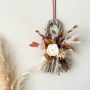 DIY材料包 永生注連繩掛飾 新年花禮 新春 擴香花 親子手作