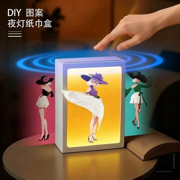 台灣出貨 小夜燈紙巾盒 芭蕾女孩紙巾盒 diy夜燈抽紙盒 發光抽紙盒 LED紙巾盒 芭蕾女孩發光紙巾盒 相框紙巾盒 禮物