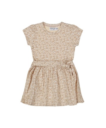 碎花米色短袖洋裝68cm