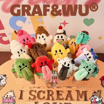 免運代購🎈  GRAF原創品牌【雪糕甜筒】IceCream冰激凌可愛鬼毛絨潮流玩偶掛件 可愛毛絨公仔鑰匙扣掛件掛飾