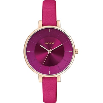 GOTO 緣起不滅簡約時尚手錶-IP玫x酒紅/36mm